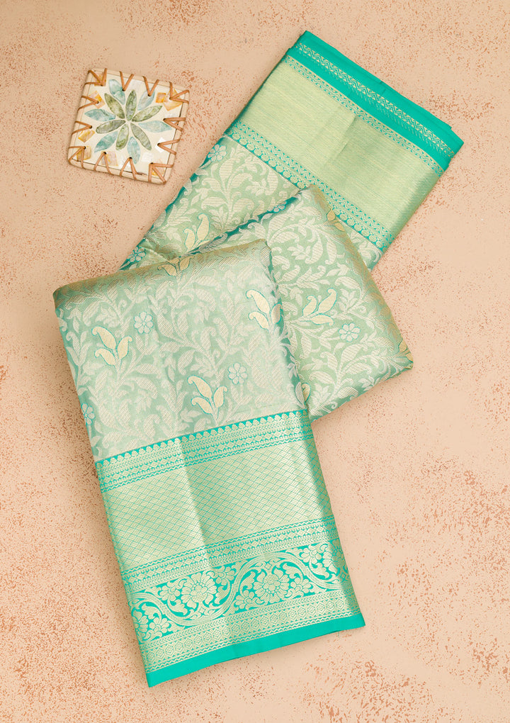 Rama Green Zariwork Kanjivaram Pure Silk Saree