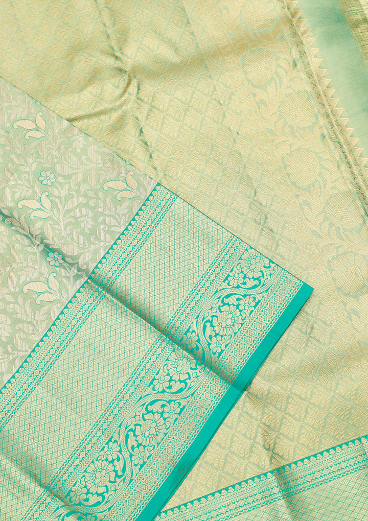 Rama Green Zariwork Kanjivaram Pure Silk Saree