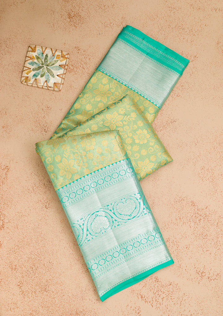 Rama Green Zariwork Kanjivaram Pure Silk Saree