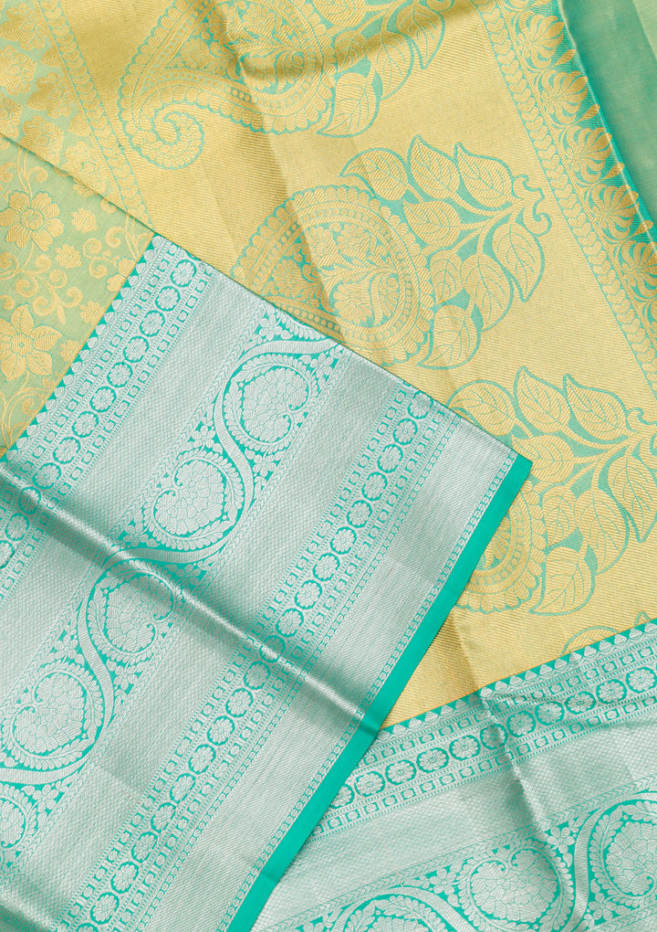 Rama Green Zariwork Kanjivaram Pure Silk Saree