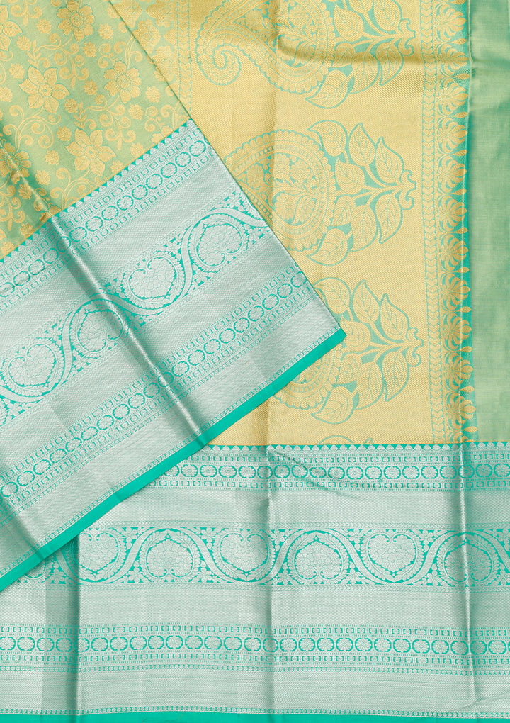Rama Green Zariwork Kanjivaram Pure Silk Saree