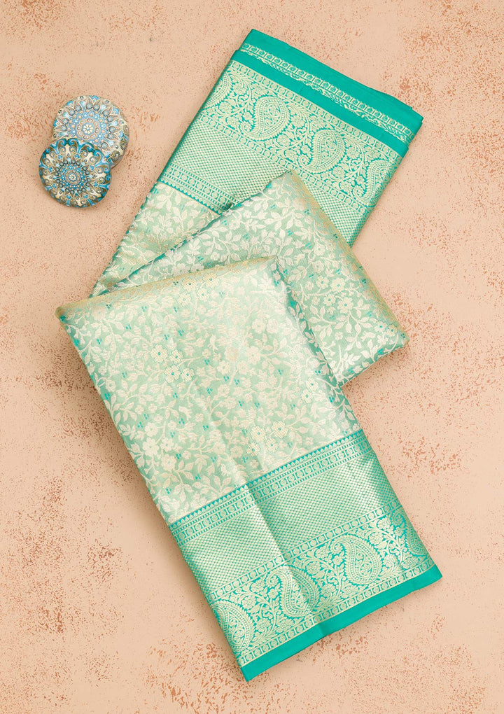Rama Green Zariwork Pure Silk Saree