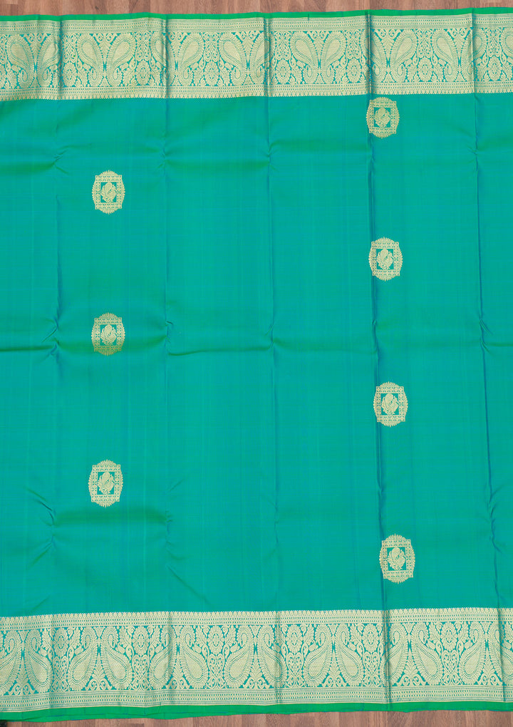 Rama Green Zariwork Kanjivaram Pure Silk Saree