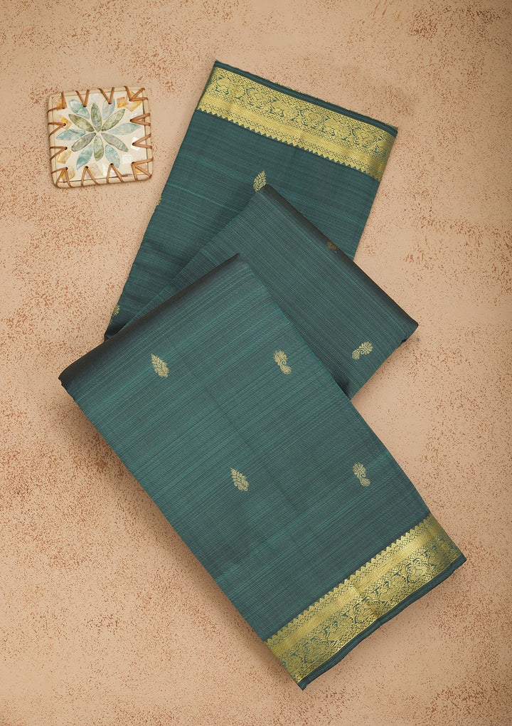 Rama Green Zariwork Pure Silk Saree