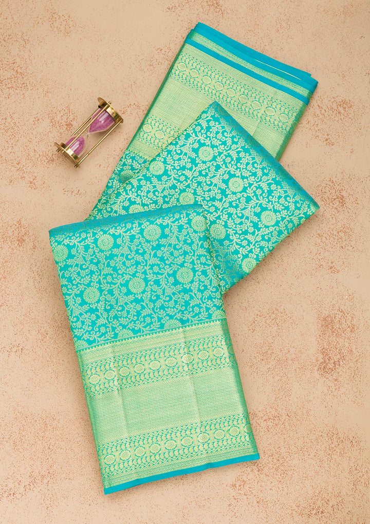 Rama Green Zariwork Pure Silk Saree