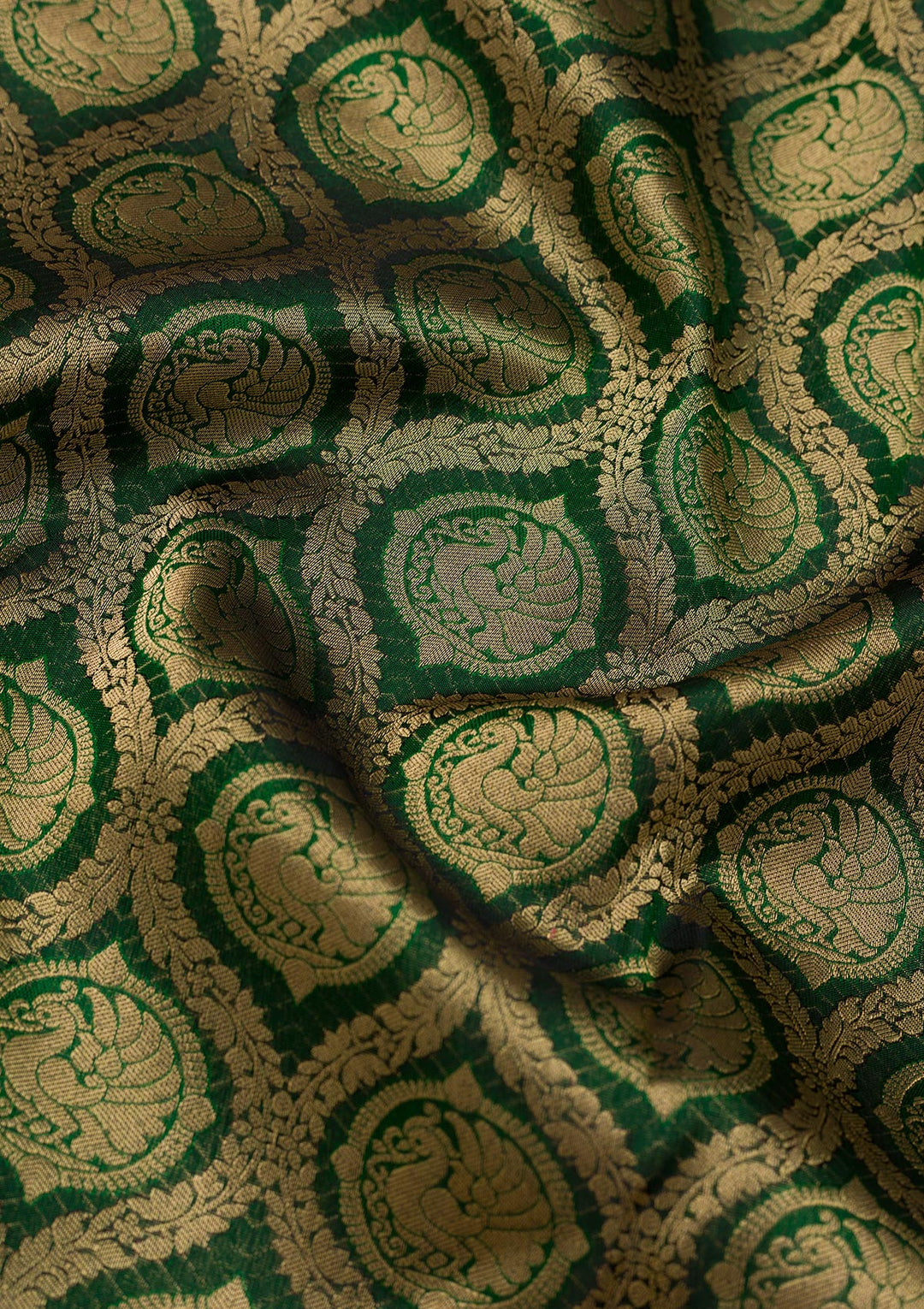 Bottle Green Zariwork Pure Silk Saree
