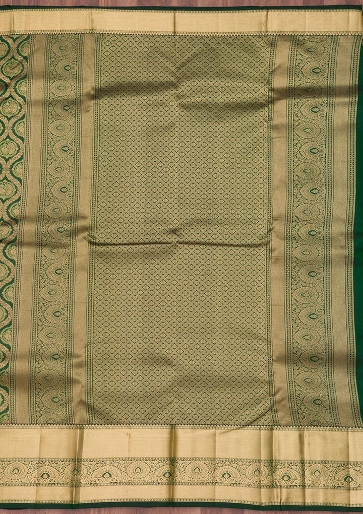 Bottle Green Zariwork Pure Silk Saree