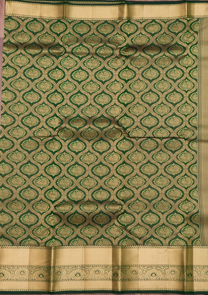 Bottle Green Zariwork Pure Silk Saree