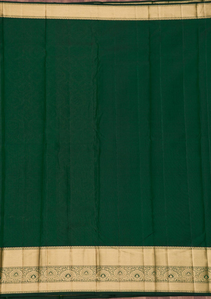 Bottle Green Zariwork Pure Silk Saree
