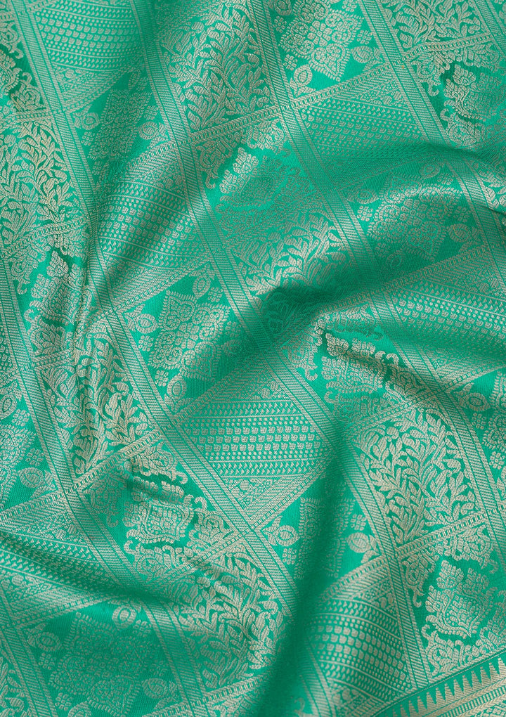 Rama Green Zariwork Pure Silk Saree