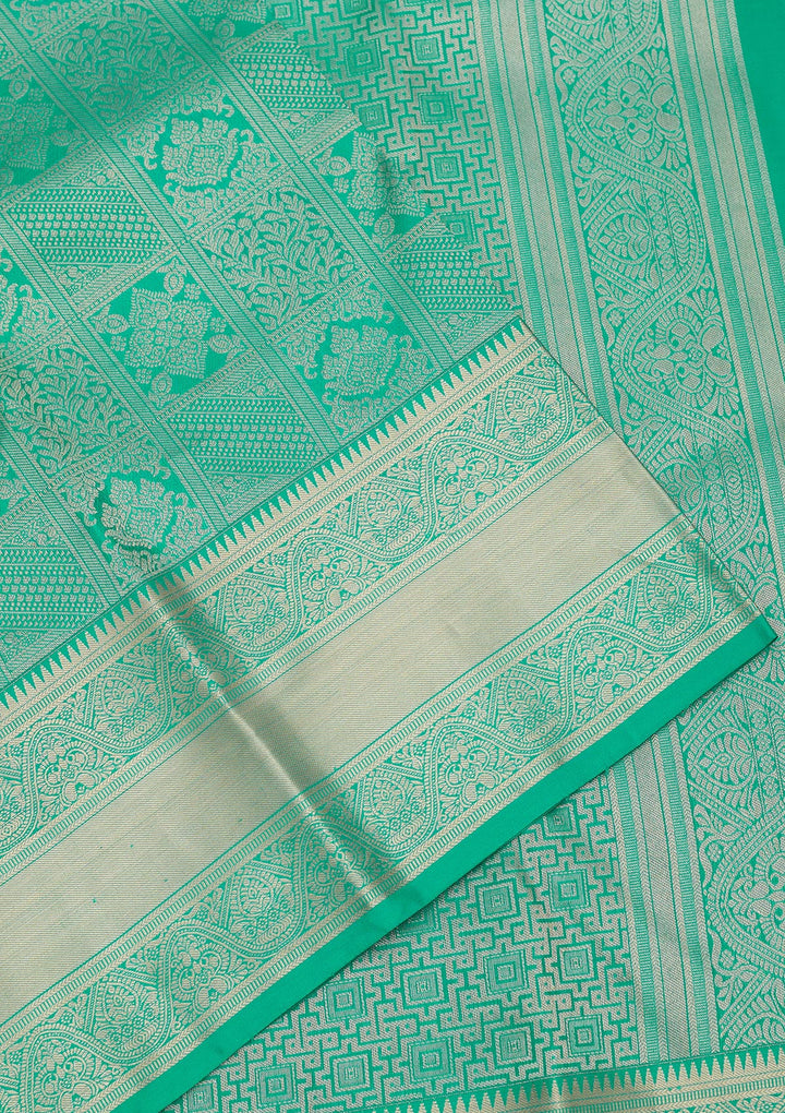 Rama Green Zariwork Pure Silk Saree