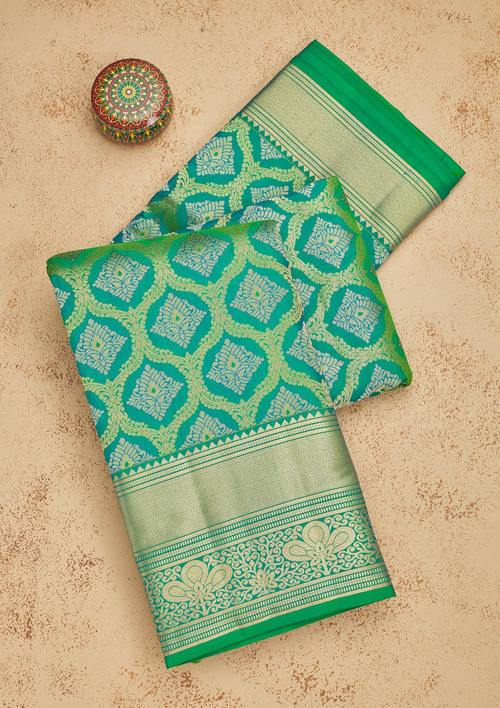 Rama Green Zariwork Pure Silk Saree
