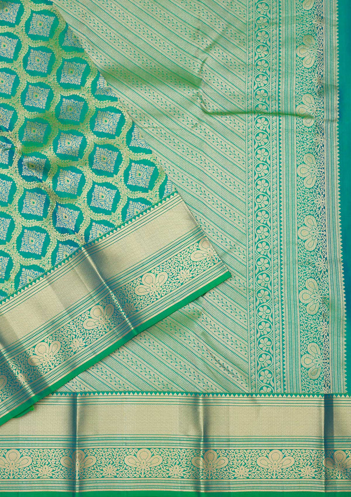 Rama Green Zariwork Pure Silk Saree