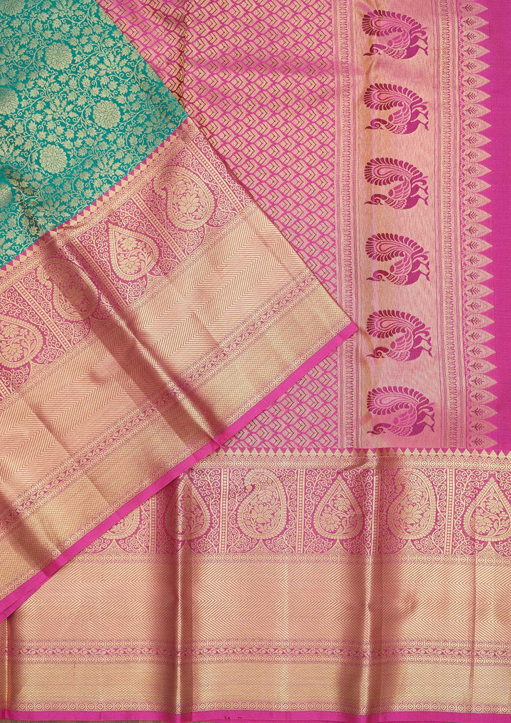 Rama Green Zariwork Pure Silk Saree