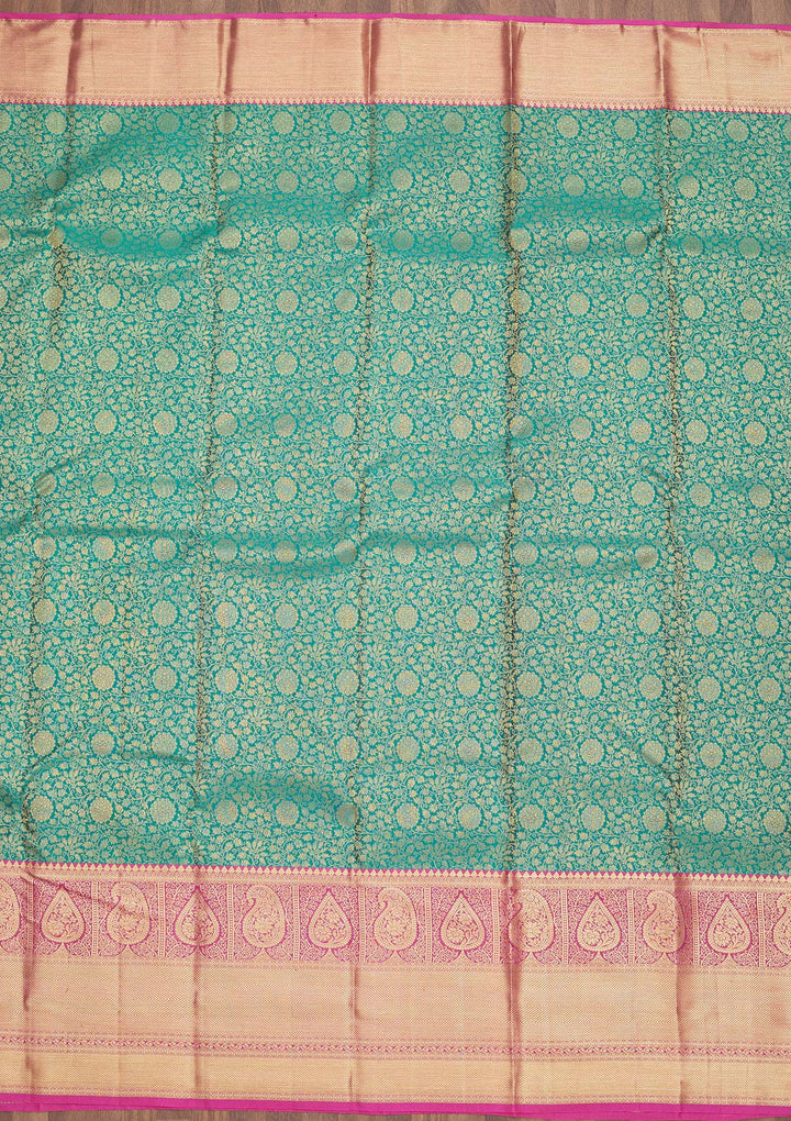 Rama Green Zariwork Pure Silk Saree
