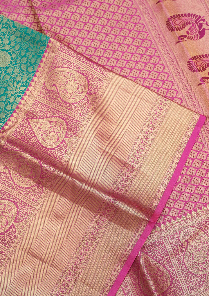 Rama Green Zariwork Pure Silk Saree