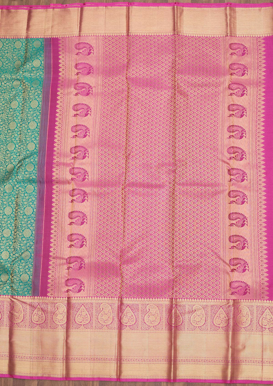 Rama Green Zariwork Pure Silk Saree