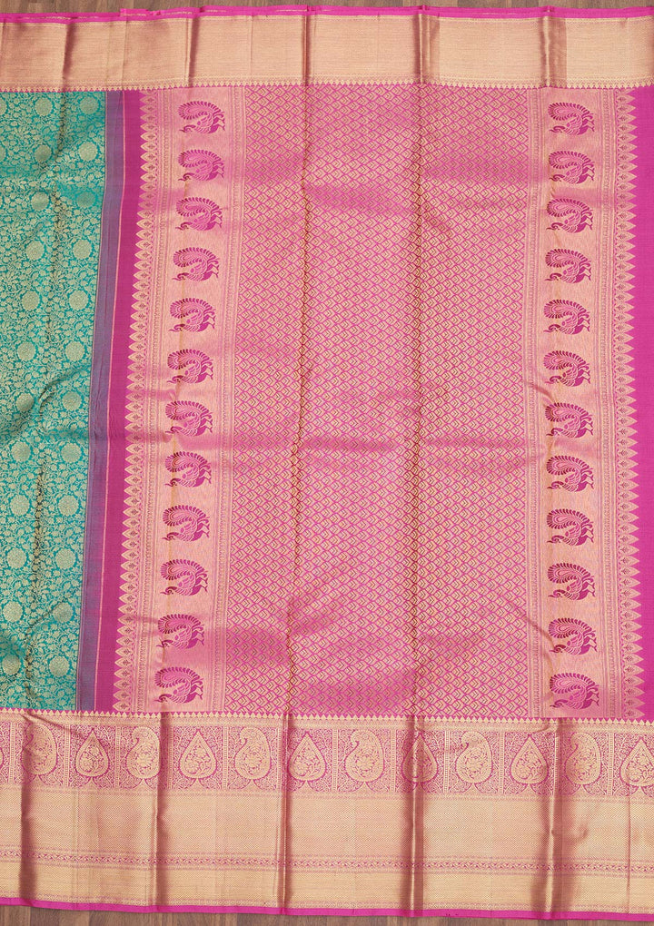 Rama Green Zariwork Pure Silk Saree
