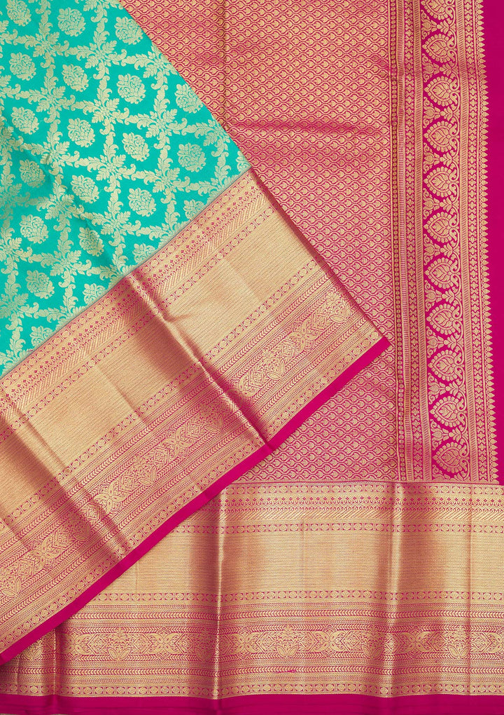 Rama Green Zariwork Pure Silk Saree