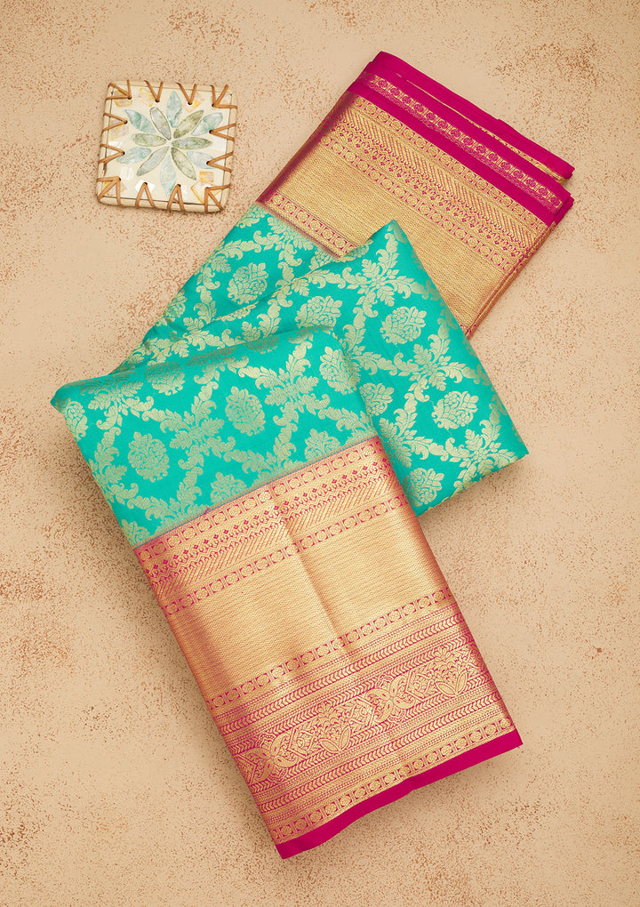 Rama Green Zariwork Pure Silk Saree