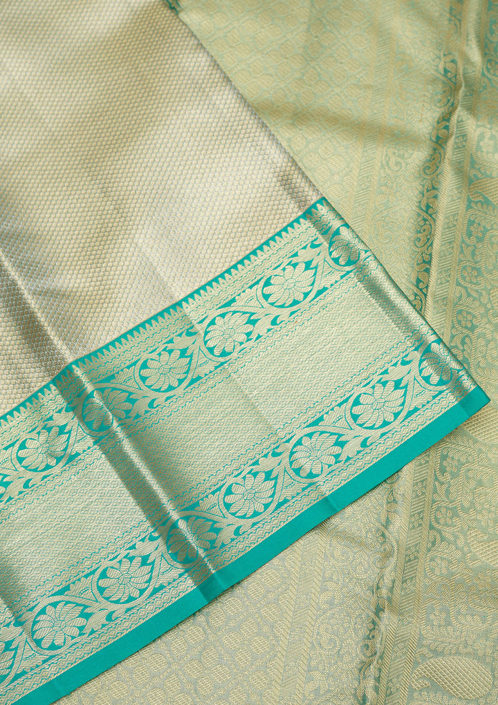 Rama Green Zariwork Pure Silk Saree