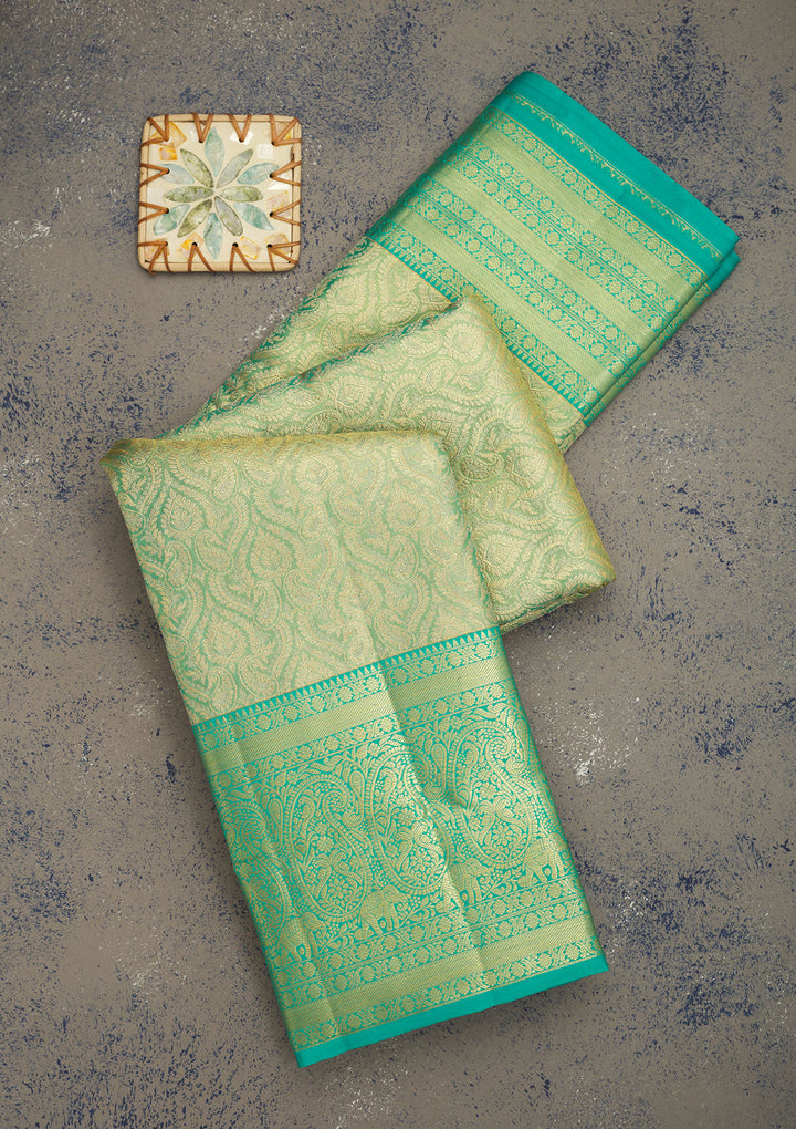 Rama Green Zariwork Pure Silk Saree