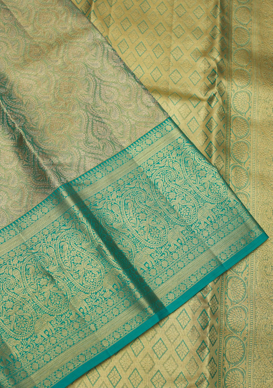 Rama Green Zariwork Pure Silk Saree