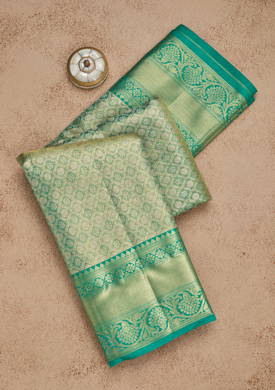 Rama Green Zariwork Pure Silk Saree