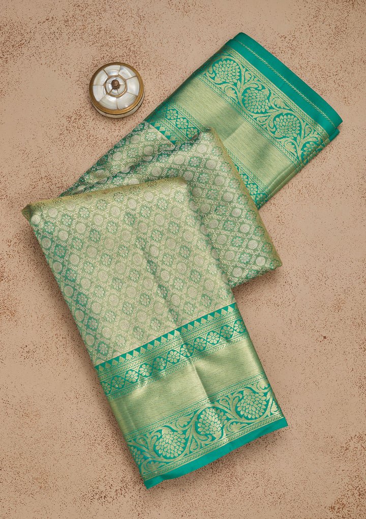 Rama Green Zariwork Pure Silk Saree