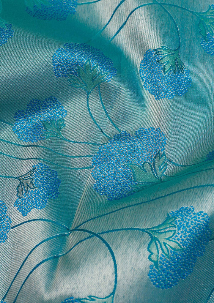 Sky Blue Zariwork Pure Silk Saree