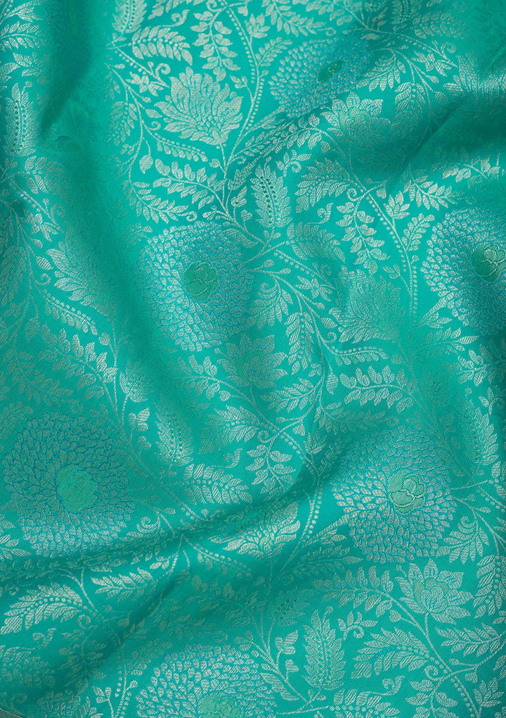 Turquoise Blue Zariwork Pure Silk Saree