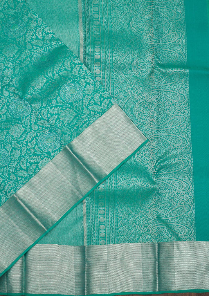 Turquoise Blue Zariwork Pure Silk Saree