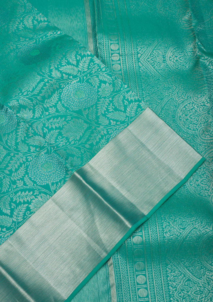 Turquoise Blue Zariwork Pure Silk Saree