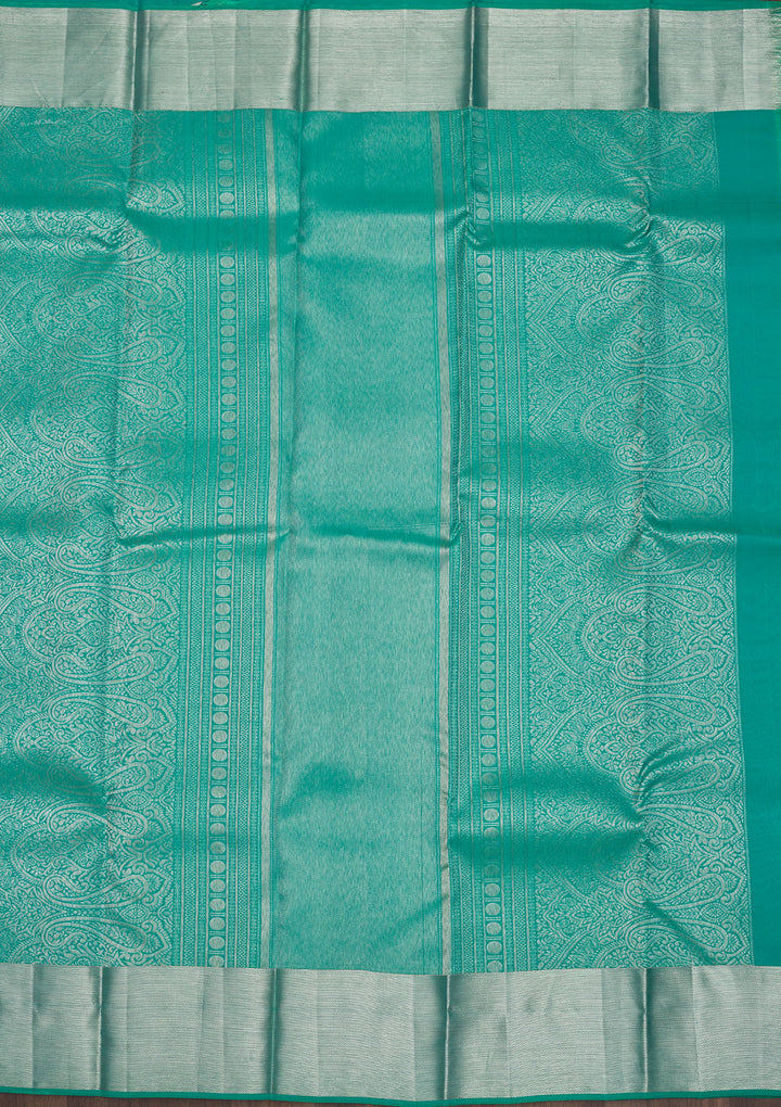 Turquoise Blue Zariwork Pure Silk Saree
