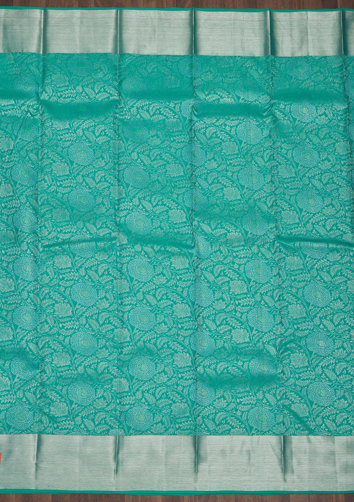 Turquoise Blue Zariwork Pure Silk Saree
