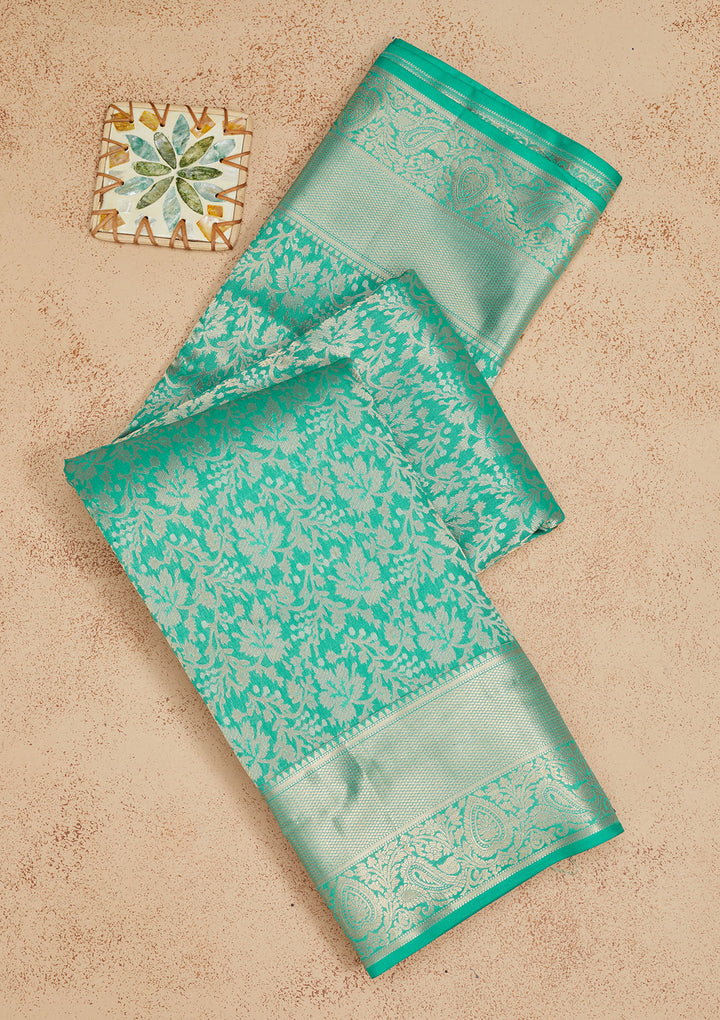 Rama Green Zariwork Pure Silk Saree