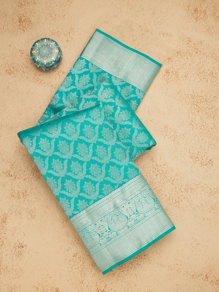 Rama Green Zariwork Pure Silk Saree