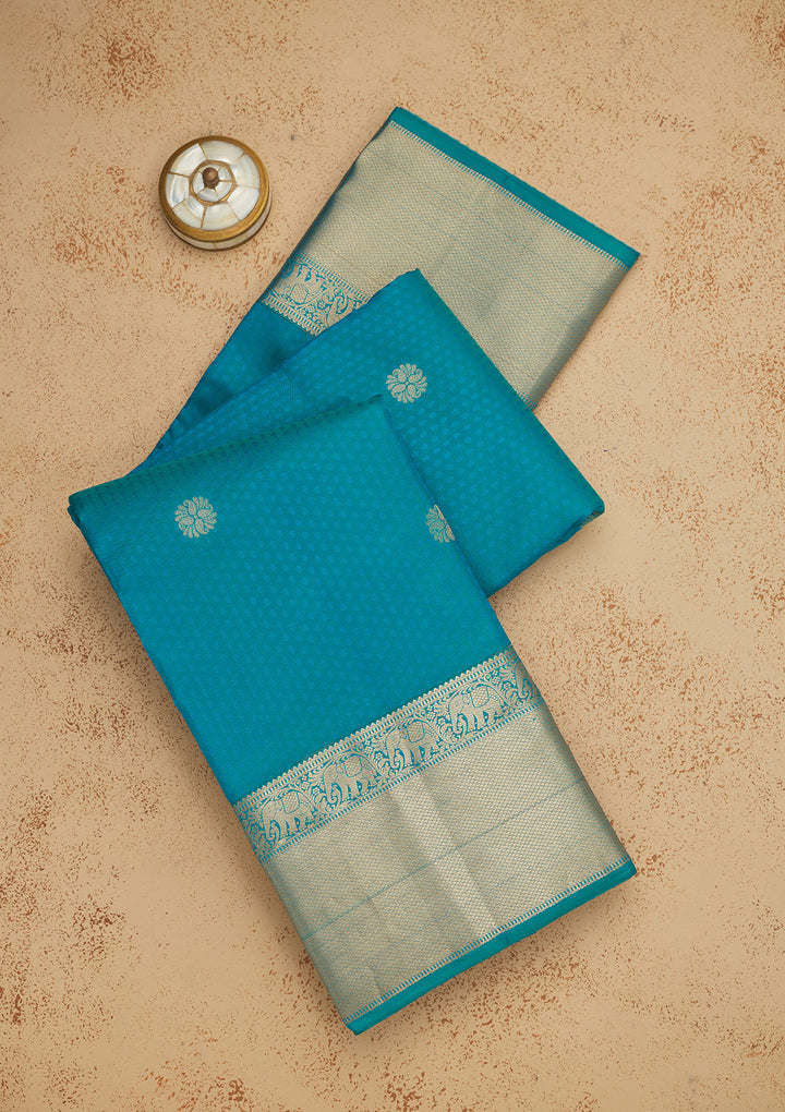Rama Green Zariwork Pure Silk Saree