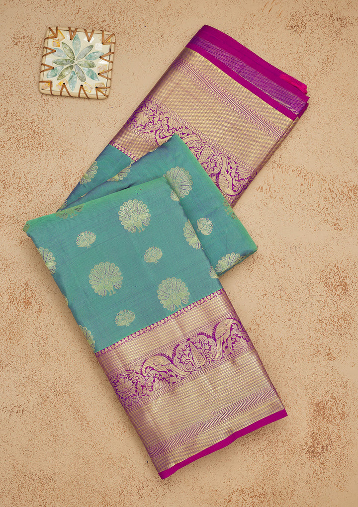 Rama Green Zariwork Pure Silk Saree