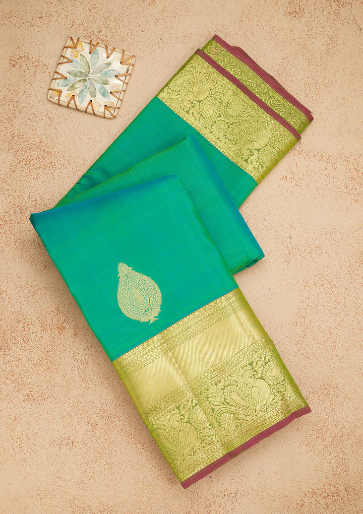 Rama Green Zariwork Pure Silk Saree