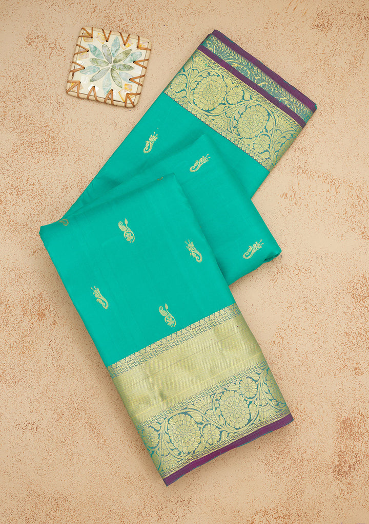 Rama Green Zariwork Pure Silk Saree