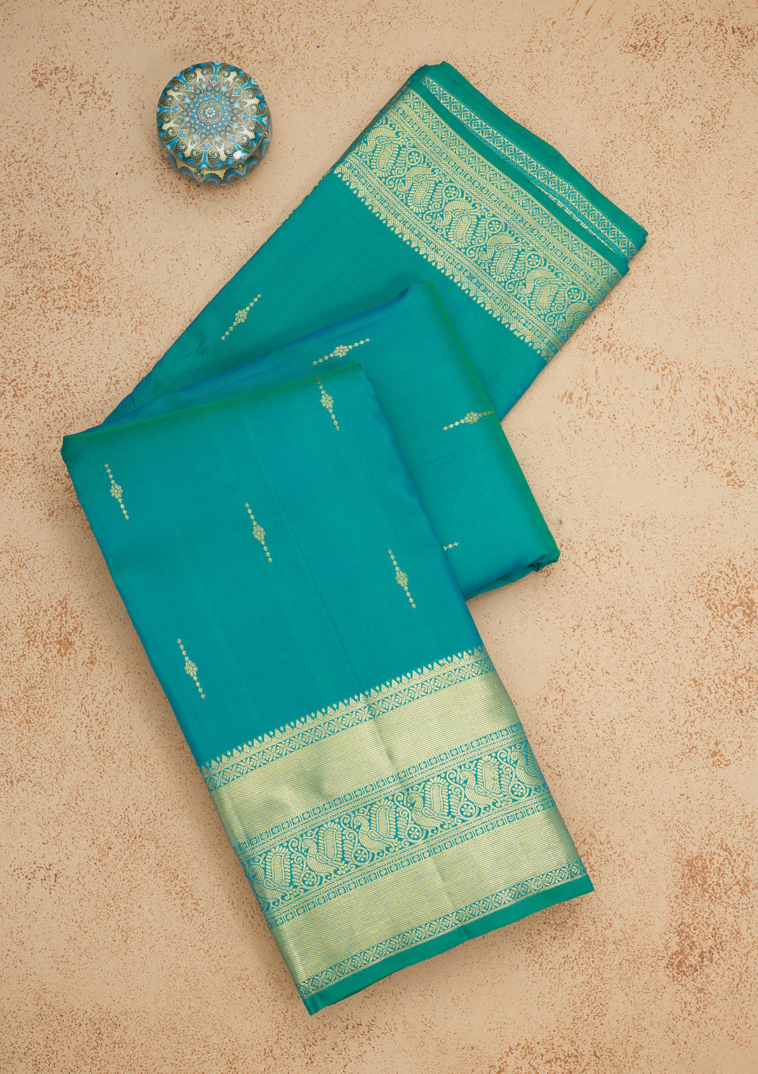 Rama Green Zariwork Pure Silk Saree