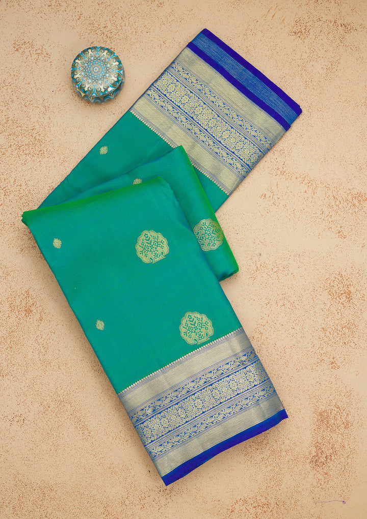 Rama Green Zariwork Pure Silk Saree