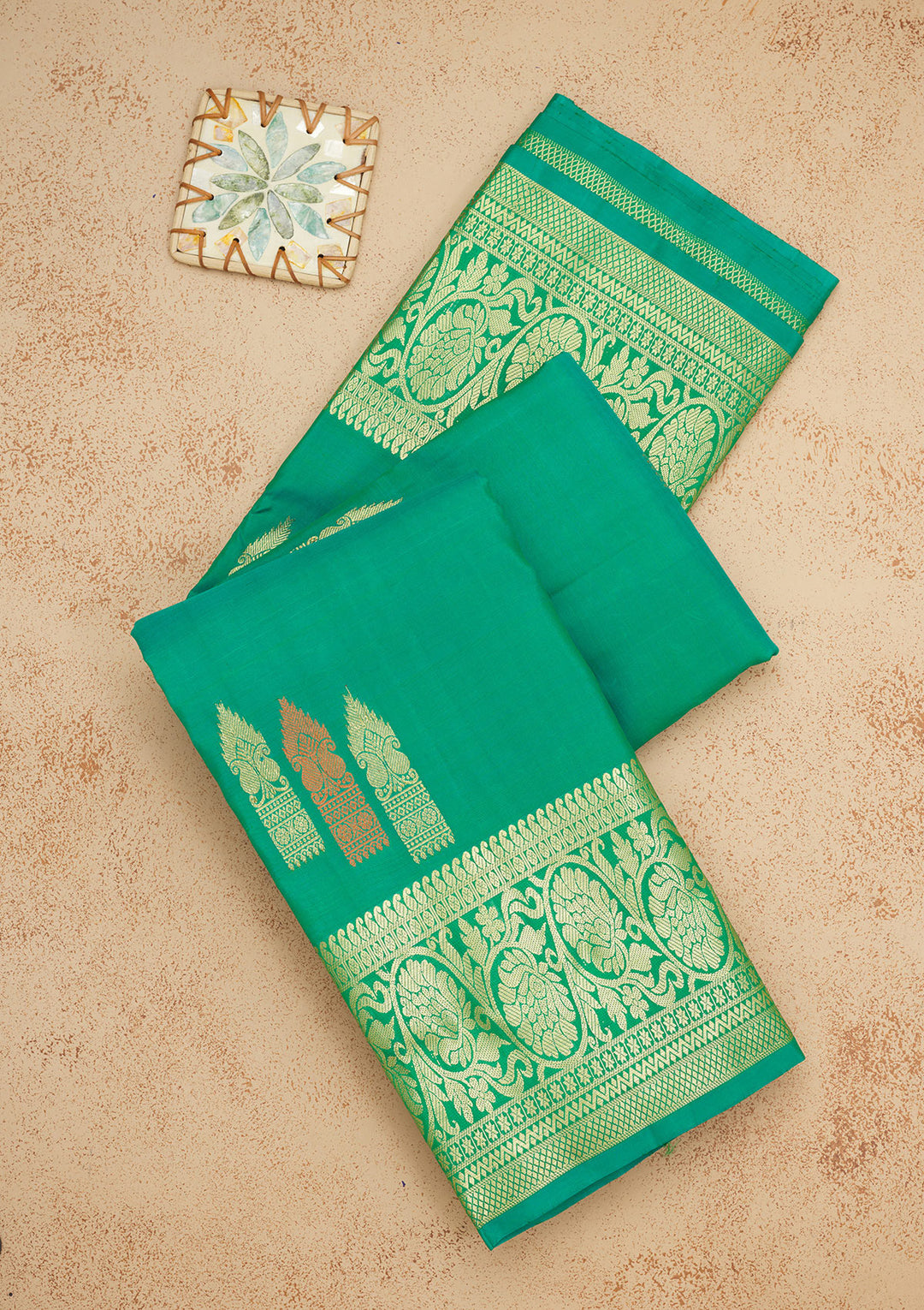Rama Green Zariwork Pure Silk Saree