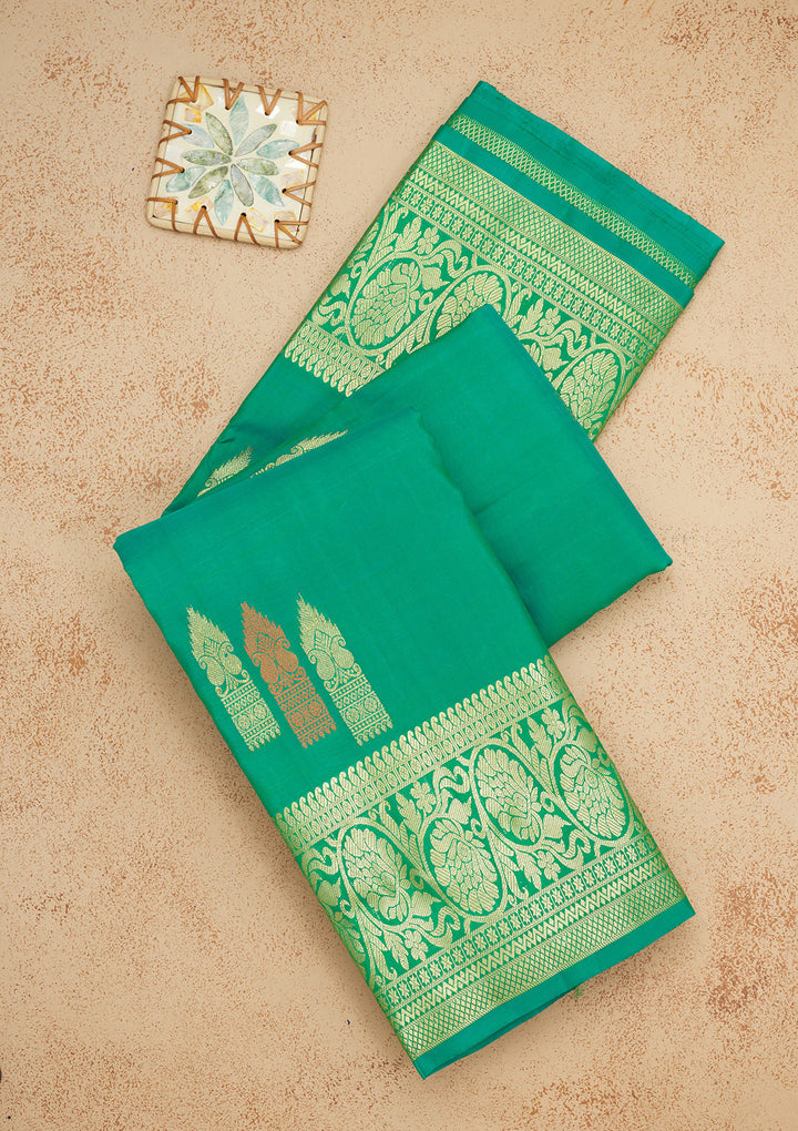Rama Green Zariwork Pure Silk Saree