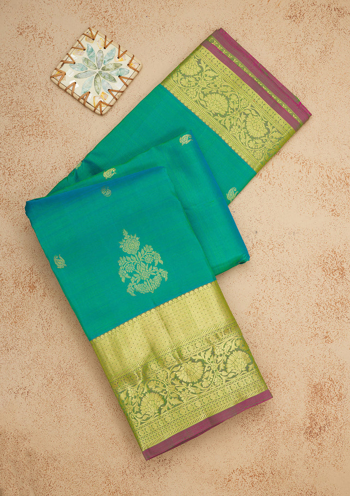 Rama Green Zariwork Pure Silk Saree