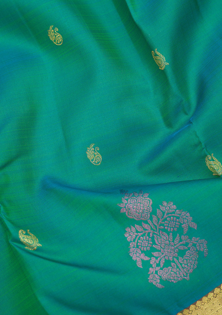 Rama Green Zariwork Pure Silk Saree