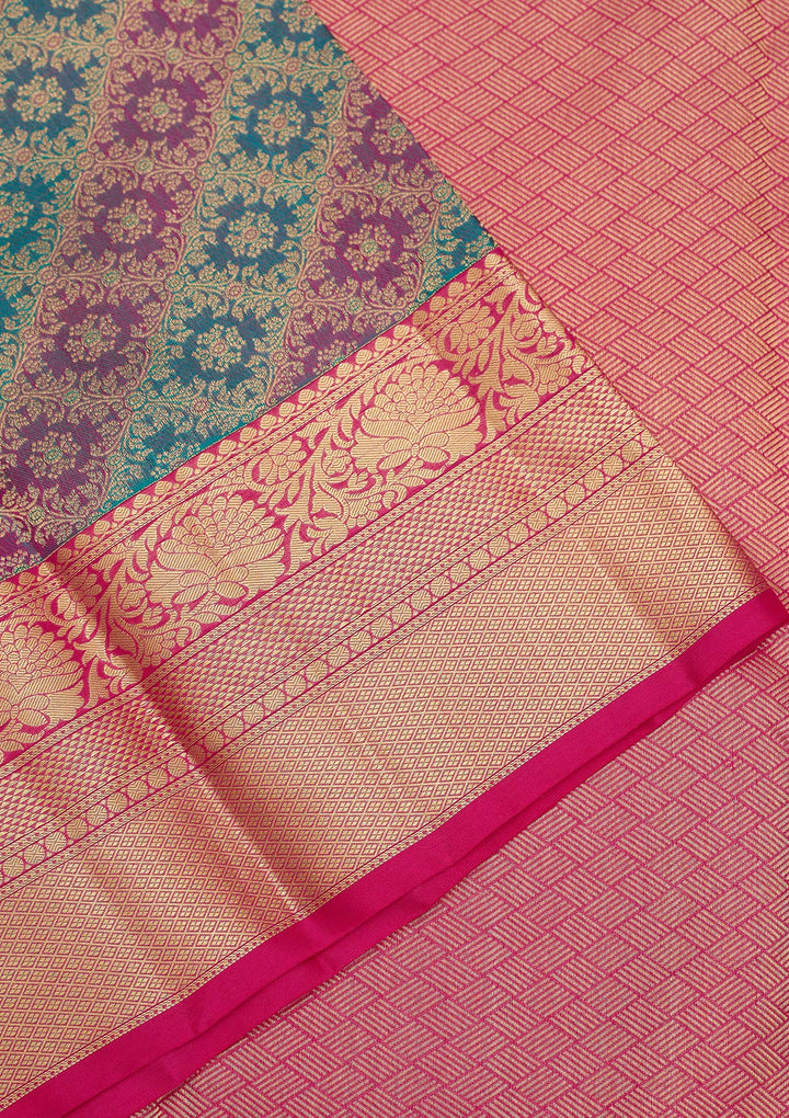 Rama Green Zariwork Pure Silk Saree
