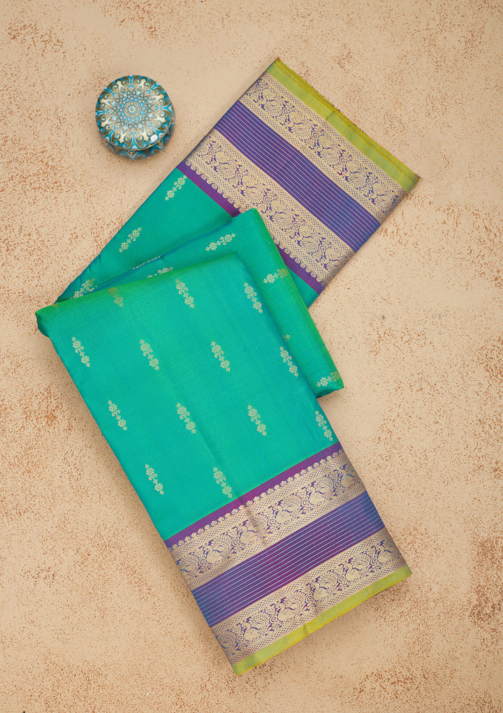 Rama Green Zariwork Pure Silk Saree