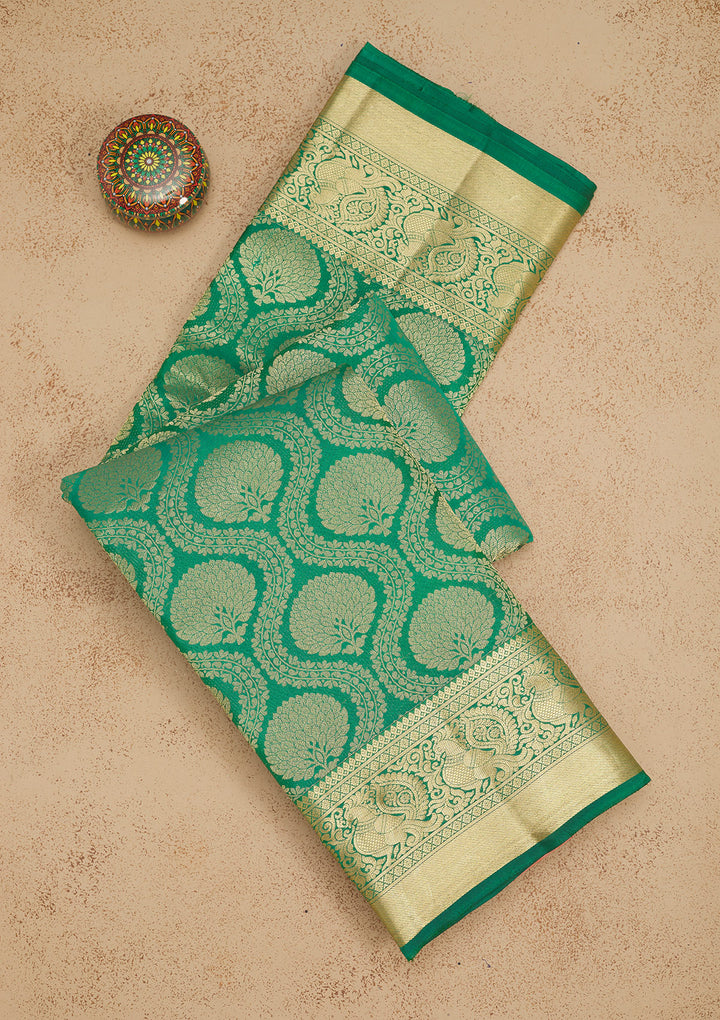 Rama Green Zariwork Pure Silk Saree